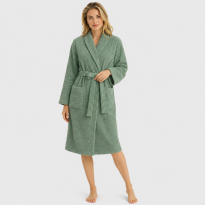 Bathrobe in 100% Cotton Dusty Green